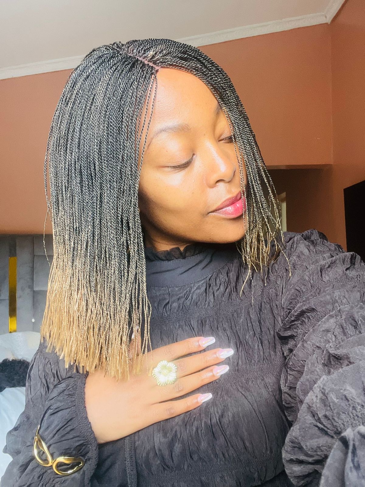Honey tips braided wig
