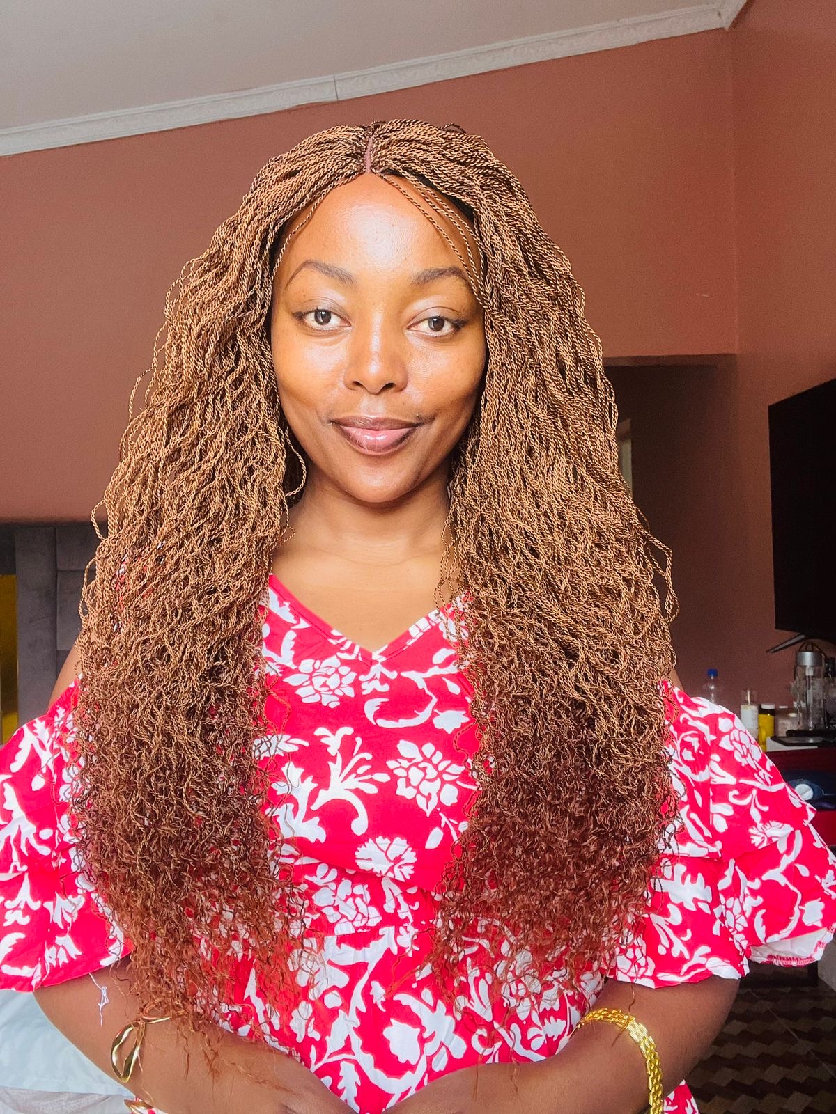 Copper boho curls wig